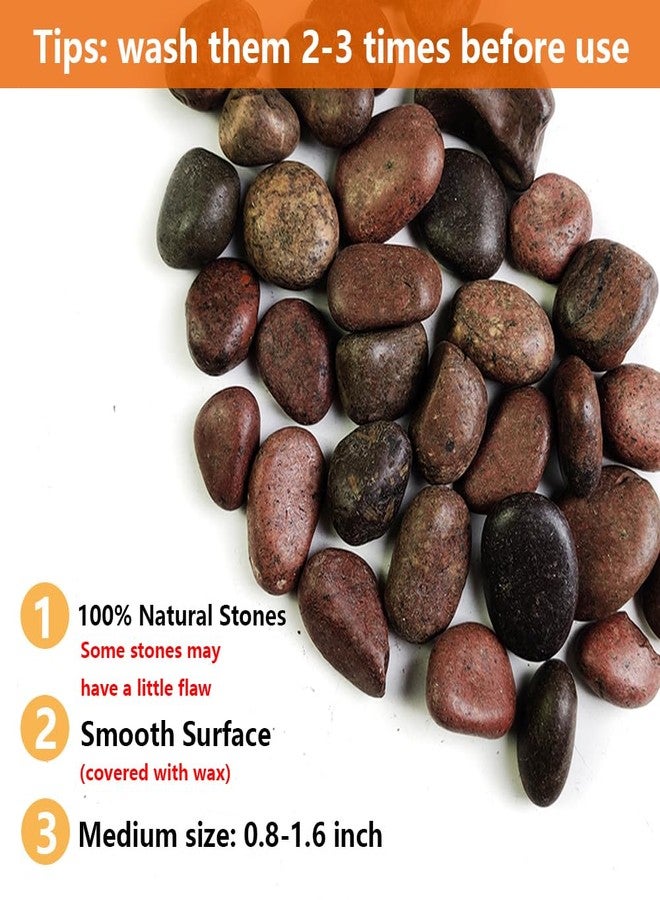 HappyFiller Natural Decorative Pebbles Polished Rocks Stones for Aquarium,Fish Turtle Tank,Outdoor Indoor Plants Top Dressing,Succulents Soil Cover,Garden Landscaping,2 LB,Red Mix,0.8-1.6" - Image 4